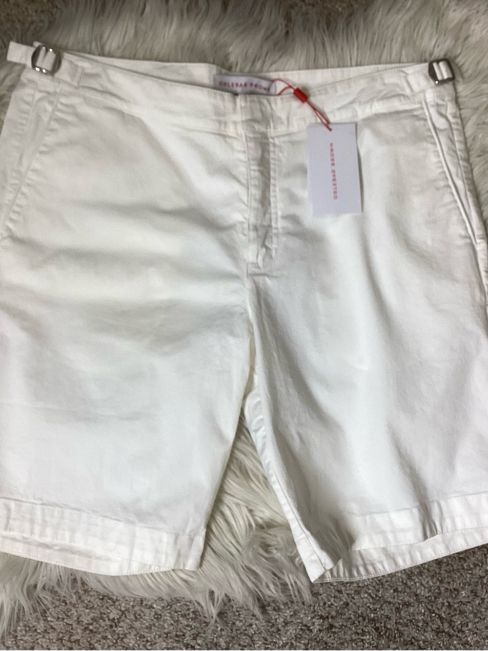 Orlebar Brown White Men's Dane II Shorts Side Adjusters Cotton Twill NWT 34